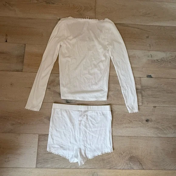 NWT VICTORIA'S SECRET Pointelle Modal Long-Sleeve & Shortie Set / Size Medium - Picture 10 of 12